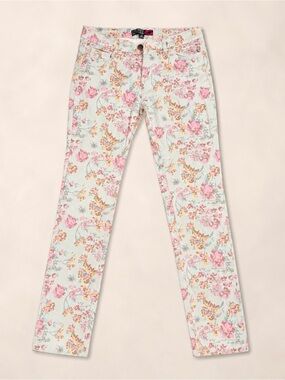 Lipstick Girls Size 7 Floral Skinny Jeans Pastel Flower Print Pants EUC